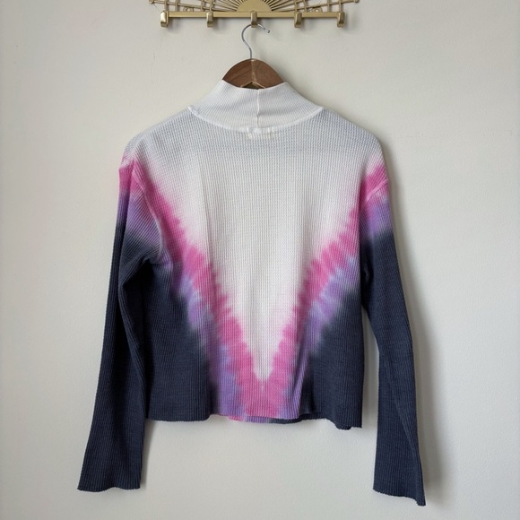 T.LA Waffle Knit Tie Dye Top XS Mock Neck Boho Anthropologie - Picture 3 of 6
